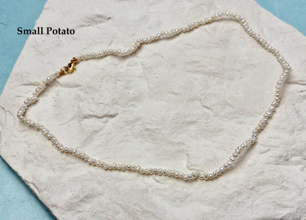 14/15/16/17/18/20 Inches Minimalist Tiny Dainty White Rice Potato Pearl Chocker Necklace W/Gold Filled Silver Clasp Gift For Her #NK0011