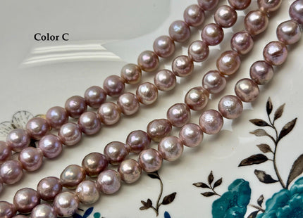 8-9 mm AAA Half Strand Rare Natural Mauve Pink Baroque Pearls Large 2.1mm Hole Edison Baroque Pearls 20-22 Beads #P3552