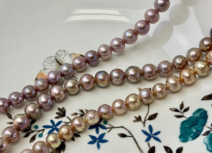 8-9 mm AAA Half Strand Rare Natural Mauve Pink With Gold Sheen Baroque Pearls Large 2.1mm Hole Edison Baroque Pearls 20-22 Beads #P3553