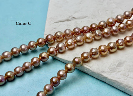 8-9 mm AAA Half Strand Rare Natural Mauve Pink With Gold Sheen Baroque Pearls Large 2.1mm Hole Edison Baroque Pearls 20-22 Beads #P3553