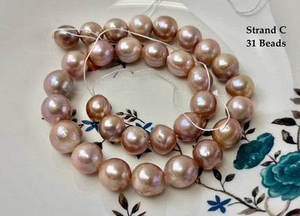 One-Of-A-Kind 12-17 mm Rare Natural Dark Mauve Pink Freshwater Edison Baroque Pearls High Luster Large Purple Edison Beads #P3555