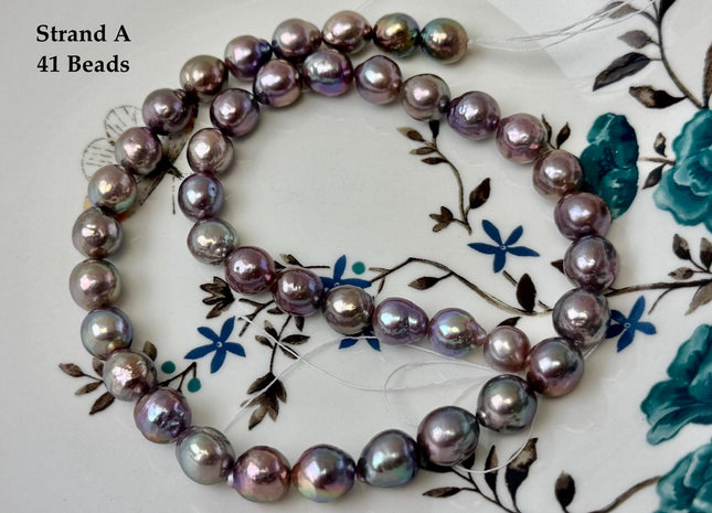 One-Of-A-Kind 8-9 mm AAA Very Rare Natural Golden Mauve Pink Freshwater Edison Baroque Pearls High Luster Purple Edison Beads #P3556