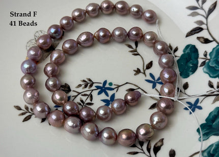 One-Of-A-Kind 8-9 mm AAA Very Rare Natural Golden Mauve Pink Freshwater Edison Baroque Pearls High Luster Purple Edison Beads #P3556