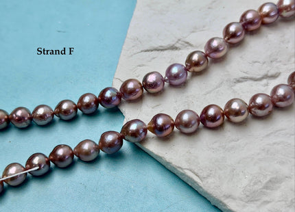 One-Of-A-Kind 8-9 mm AAA Very Rare Natural Golden Mauve Pink Freshwater Edison Baroque Pearls High Luster Purple Edison Beads #P3556