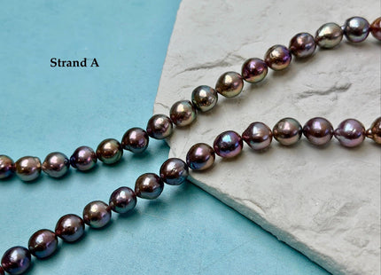 One-Of-A-Kind 8-9 mm AAA Very Rare Natural Golden Mauve Pink Freshwater Edison Baroque Pearls High Luster Purple Edison Beads #P3556