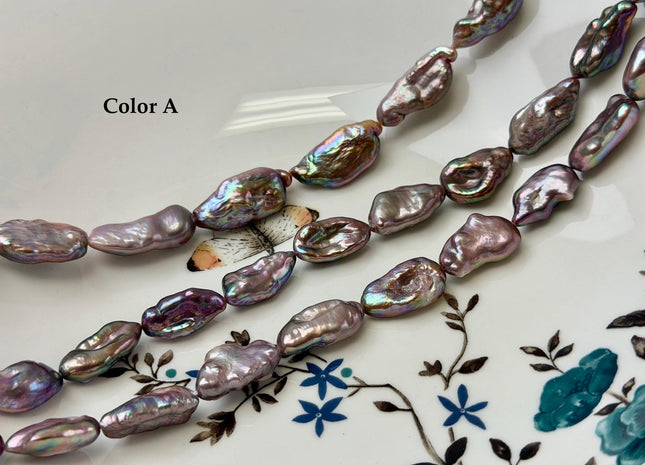10-12x15-20 mm AA Natural Dark Mauve Pink Biwa Keshi Freshwater Pearls Super High Luster Unique Keshi Beads #P3557