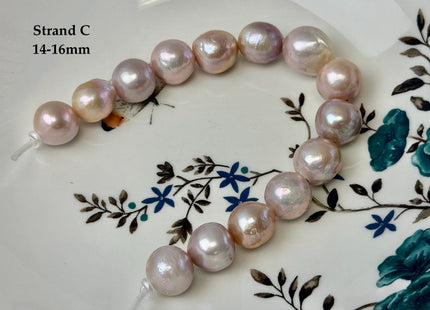 One-Of-A-Kind 12-16 mm AA Very Rare Natural Mauve Pink Freshwater Edison Baroque Pearls High Luster Large 2.1mm Hole Beads #P3559