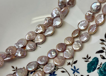 12-13 mm AA Natural Golden Mauve Pink Freshwater Round Tear Drop Coin Pearls With Gold Sheen 15 Inch Strand #P3560