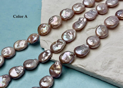 12-13 mm AA Natural Golden Mauve Pink Freshwater Round Tear Drop Coin Pearls With Gold Sheen 15 Inch Strand #P3560