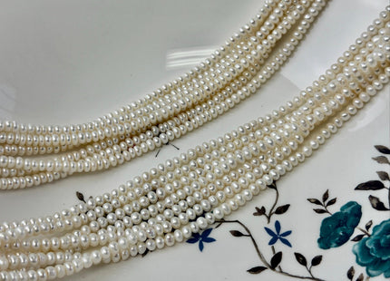 4-5mm Natural White Freshwater Pearl Potato Button Rondelle Pearl Beads 14 Inch Strand #P3561