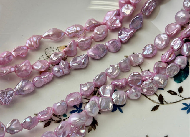 9-10x10-13 mm AAA Baby Pink Lavender Rare Keshi Freshwater Pearls Super High Luster Unique Keshi Beads 15.5 Inch Strand #P3562