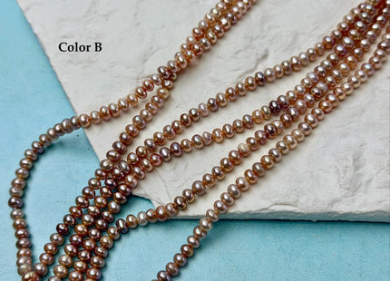 4-4.5 mm AA Natural Mauve Pink Button Pearl Freshwater Seed Pearl High Luster Beads With Gold Sheen 15 Inch Strand #P3563