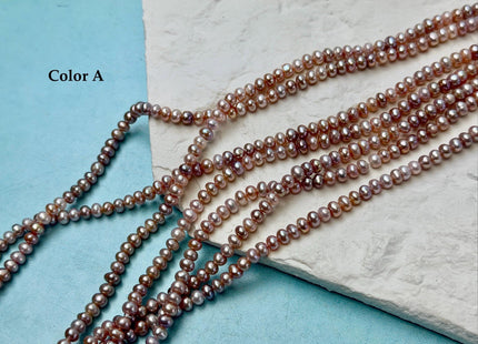 4-4.5 mm AA Natural Mauve Pink Button Pearl Freshwater Seed Pearl High Luster Beads With Gold Sheen 15 Inch Strand #P3563