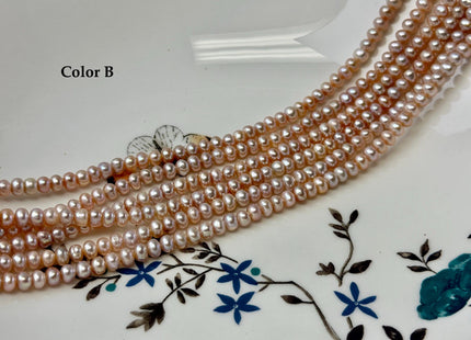 4-4.5 mm AA Natural Golden Peach Pink Button Pearl Freshwater Seed Pearl High Luster Beads 15 Inch Strand #P3564
