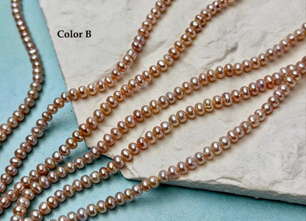 4-4.5 mm AA Natural Golden Peach Pink Button Pearl Freshwater Seed Pearl High Luster Beads 15 Inch Strand #P3564