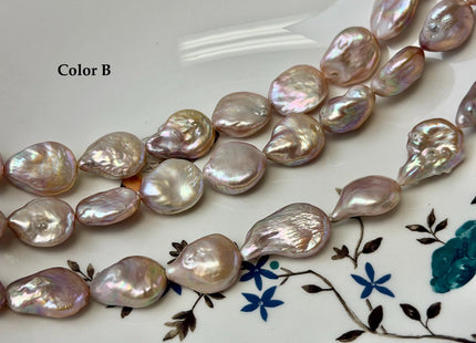 15x17-18 mm AA Natural Mauve Pink Freshwater Round Tear Drop Coin Pearls 22 Beads 15 Inch Strand #P3565
