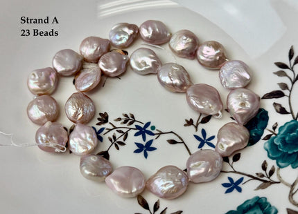 One-Of-A-Kind 14-15x16-24mm Natural Mauve Pink Golden Color Freshwater Round Tear Drop Coin Pearls High Luster Thick Coin Beads #P3566