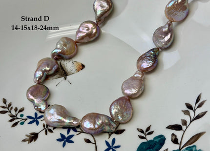 One-Of-A-Kind 14-15x16-24mm Natural Mauve Pink Golden Color Freshwater Round Tear Drop Coin Pearls High Luster Thick Coin Beads #P3566
