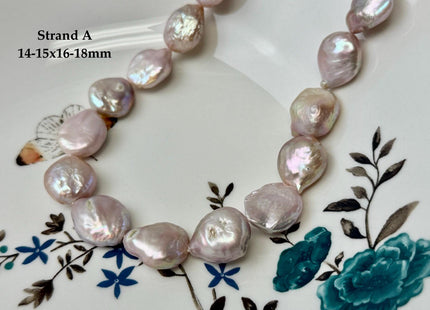 One-Of-A-Kind 14-15x16-24mm Natural Mauve Pink Golden Color Freshwater Round Tear Drop Coin Pearls High Luster Thick Coin Beads #P3566