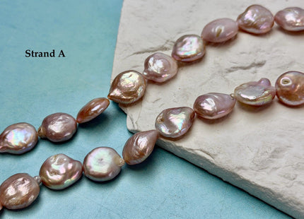 One-Of-A-Kind 14-15x16-24mm Natural Mauve Pink Golden Color Freshwater Round Tear Drop Coin Pearls High Luster Thick Coin Beads #P3566