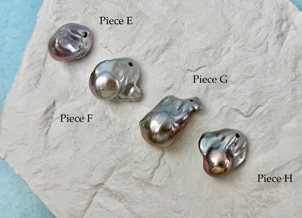 One-Of-A-Kind AAA Rare Pinkish Gray Baroque 2.2mm Hole Top Drilled High Luster Jumbo Size Pearl #P3574