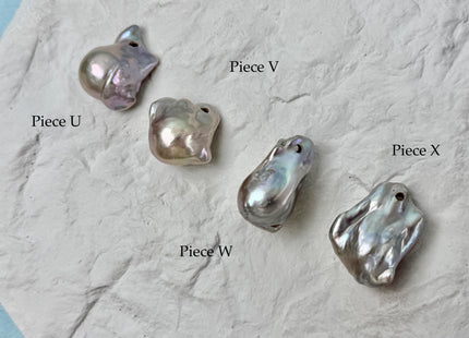 One-Of-A-Kind AAA Rare Pinkish Gray Baroque 2.2mm Hole Top Drilled High Luster Jumbo Size Pearl #P3574