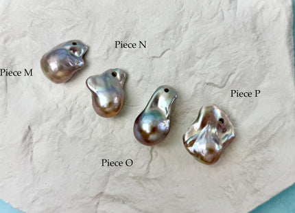 One-Of-A-Kind AAA Rare Pinkish Gray Baroque 2.2mm Hole Top Drilled High Luster Jumbo Size Pearl #P3574