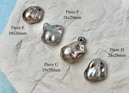 One-Of-A-Kind AAA Rare Pinkish Gray Baroque 2.2mm Hole Top Drilled High Luster Jumbo Size Pearl #P3574