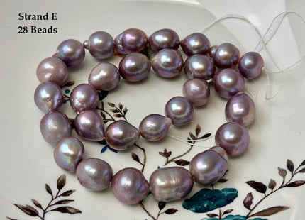 One-Of-A-Kind AA 12-14 mm Rare Natural Dark Mauve Pink Freshwater Edison Baroque Pearls High Luster Large Purple Edison Beads #P3567