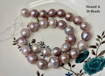 One-Of-A-Kind AA 12-14 mm Rare Natural Dark Mauve Pink Freshwater Edison Baroque Pearls High Luster Large Purple Edison Beads #P3567