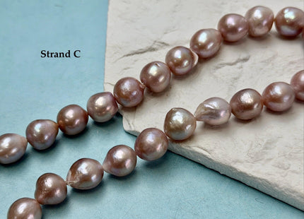 One-Of-A-Kind AA 12-14 mm Rare Natural Dark Mauve Pink Freshwater Edison Baroque Pearls High Luster Large Purple Edison Beads #P3567