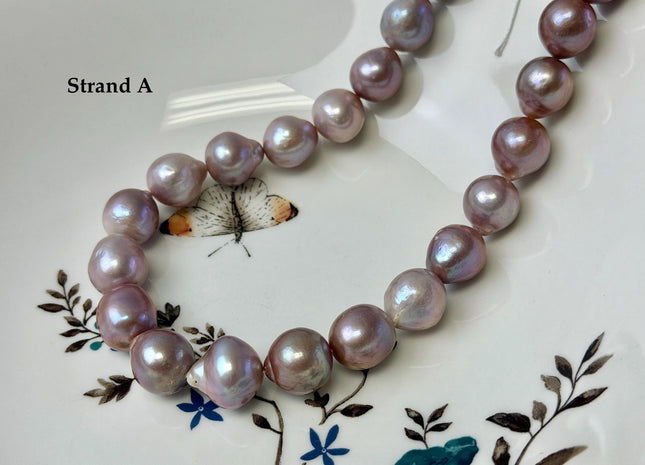 One-Of-A-Kind AA 12-14 mm Rare Natural Dark Mauve Pink Freshwater Edison Baroque Pearls High Luster Large Purple Edison Beads #P3567