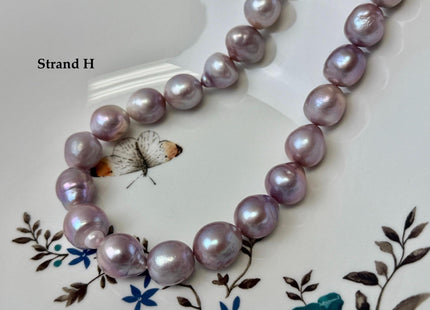 One-Of-A-Kind AA 12-14 mm Rare Natural Dark Mauve Pink Freshwater Edison Baroque Pearls High Luster Large Purple Edison Beads #P3567