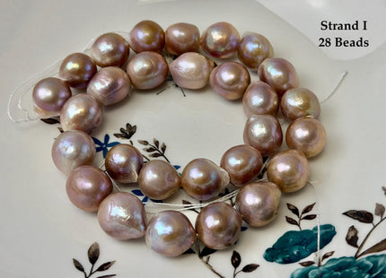 One-Of-A-Kind AA 12-14 mm Rare Natural Dark Mauve Pink Freshwater Edison Baroque Pearls High Luster Large Purple Edison Beads #P3567