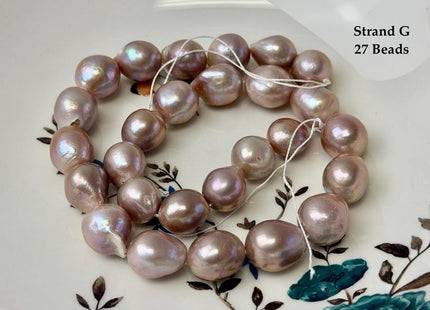 One-Of-A-Kind AA 12-14 mm Rare Natural Dark Mauve Pink Freshwater Edison Baroque Pearls High Luster Large Purple Edison Beads #P3567