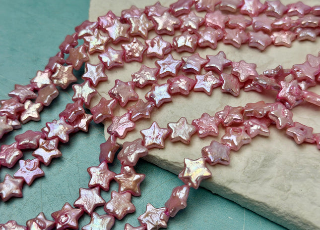 10-11 mm AA Very Rare Baby Pink Star Shape Freshwater Coin Pearl Beads Genuine High Luster Star Coin Pearl 39 Pieces #P2670