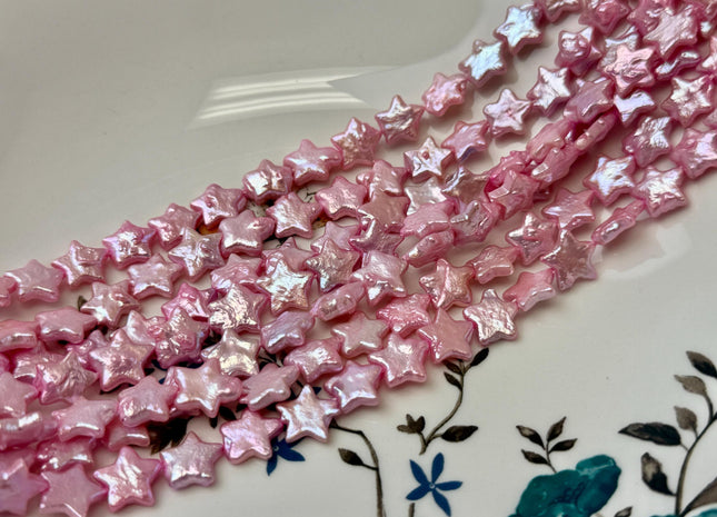 10-11 mm AA Very Rare Baby Pink Star Shape Freshwater Coin Pearl Beads Genuine High Luster Star Coin Pearl 39 Pieces #P2670