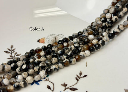 6 mm Faceted Round Multi White And Brown Color Agate Gemstone Beads Genuine Agate Gemstone Loose Beads 14 Inches Strand #2799