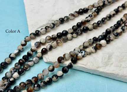 6 mm Faceted Round Multi White And Brown Color Agate Gemstone Beads Genuine Agate Gemstone Loose Beads 14 Inches Strand #2799
