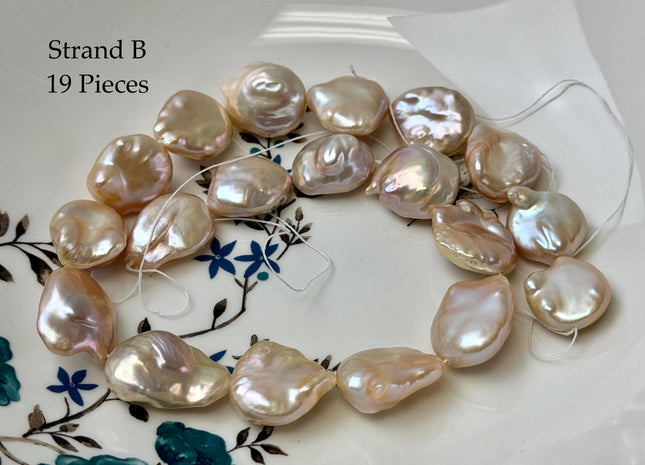 One-Of-A-Kind AAA 15-19 mm Natural Mauve Pink Large Keshi Baroque Coin Freshwater Pearl #P3575