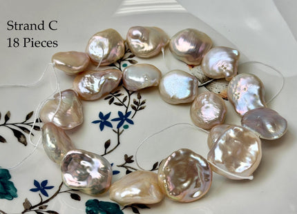 One-Of-A-Kind AAA 15-19 mm Natural Mauve Pink Large Keshi Baroque Coin Freshwater Pearl #P3575