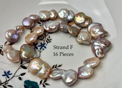 One-Of-A-Kind AAA 15-19 mm Natural Mauve Pink Large Keshi Baroque Coin Freshwater Pearl #P3575