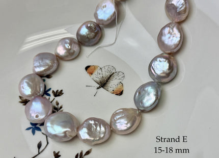 One-Of-A-Kind AAA 15-19 mm Natural Mauve Pink Large Keshi Baroque Coin Freshwater Pearl #P3575