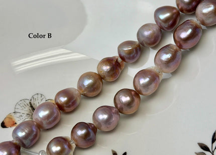 12-14 mm AA Very Rare Natural Mauve Pink Freshwater Edison Baroque Pearls High Luster Large 2.1mm Hole Beads #P3568