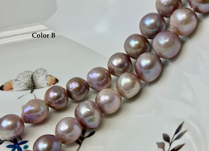 12-14 mm AA Very Rare Natural Mauve Pink Freshwater Edison Baroque Pearls High Luster Large 2.1mm Hole Beads #P3569