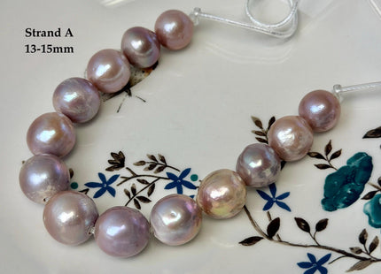 One-Of-A-Kind 12-16 mm AA Very Rare Natural Mauve Pink Freshwater Edison Baroque Pearls High Luster Large 2.1mm Hole Beads #P3570