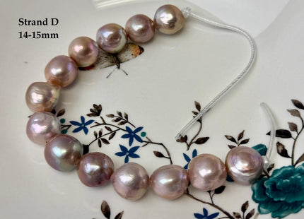 One-Of-A-Kind 12-16 mm AA Very Rare Natural Mauve Pink Freshwater Edison Baroque Pearls High Luster Large 2.1mm Hole Beads #P3570