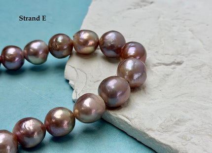 One-Of-A-Kind 12-16 mm AA Very Rare Natural Mauve Pink Freshwater Edison Baroque Pearls High Luster Large 2.1mm Hole Beads #P3570