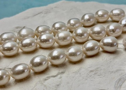 10-12x13-15 mm AAA Natural White Rice/Oval Freshwater Pearls Extra Shiny Freshwater Pearl 14-15 Beads #P3572