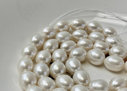 10-12x13-15 mm AAA Natural White Rice/Oval Freshwater Pearls Extra Shiny Freshwater Pearl 14-15 Beads #P3572